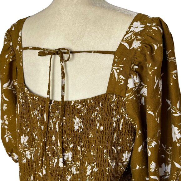 Ava & Viv Women's Top Plus Size 2X Puff Sleeve Floral Smocked Square Neck - Picture 4 of 11